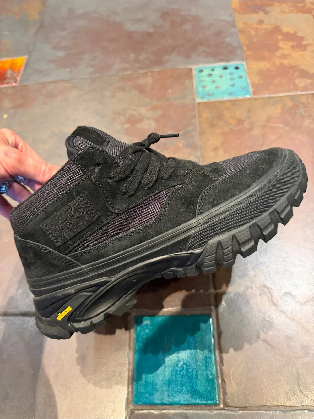 Vans Men's Black Suede and Mesh Rugged Mid-Top Boots half cabs OTW